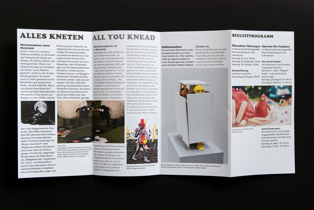 Programme for the exhibition 'ALLES KNETEN – Metamorphose eines Materials' in Hamburg